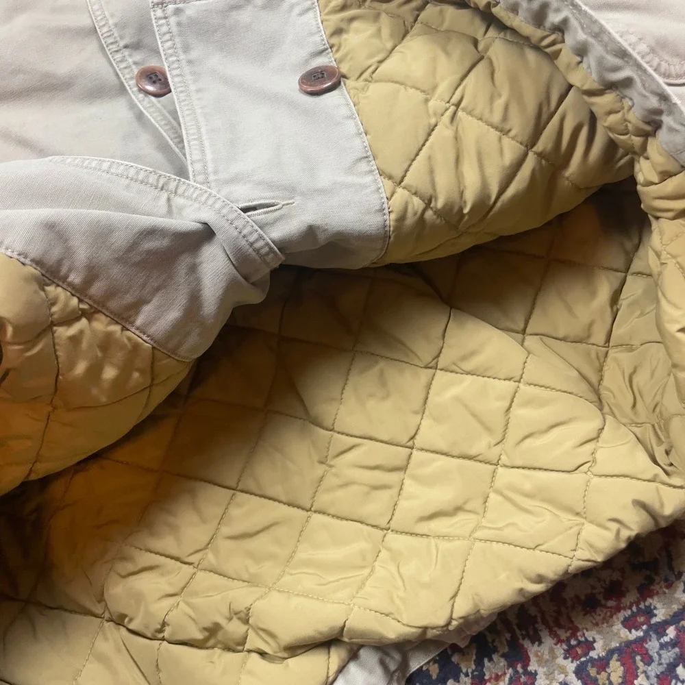VTG 90s LL Bean Field Barn Coat Jacket XL Tan Quilted Lined Duck Canvas Corduroy